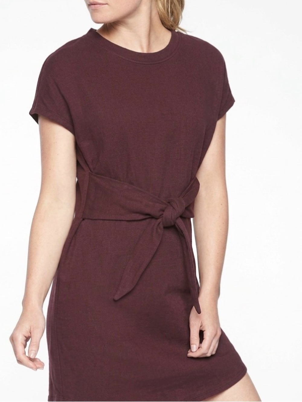 Athleta -Burgundy Mini Dress with Zippered Pocket in Slash size ST
